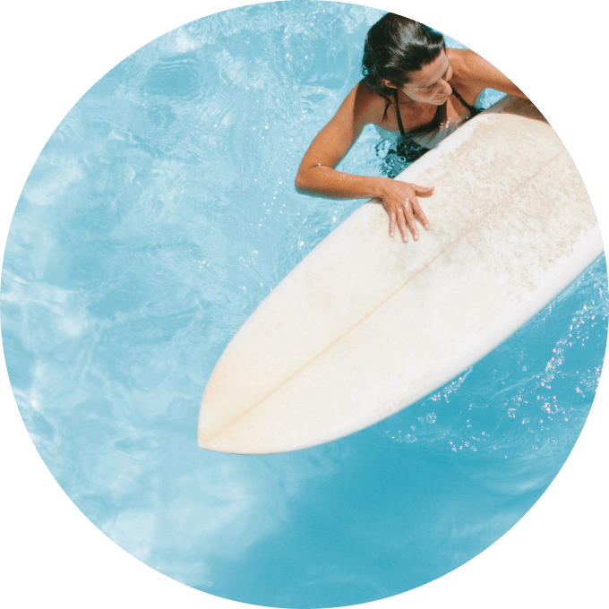 Surfer and surfboard